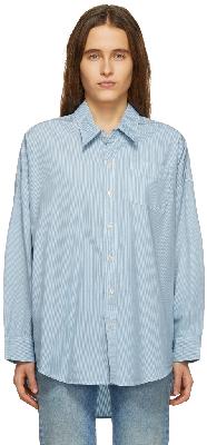R13 Blue & White Drop Neck Oxford Shirt