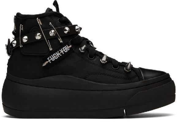 R13 Black Studded Kurt High-Top Sneakers