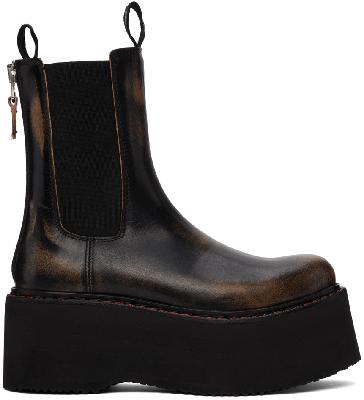 R13 Black Double Stack Smudge Chelsea Boots