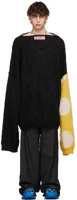 Raf Simons Black & Yellow Oversized Polka Dot Mohair Sweater