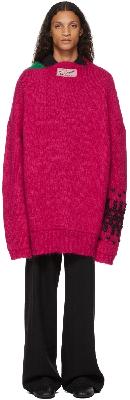 Raf Simons Pink Oversized Jacquard Sleeve Sweater