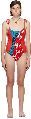 Rave Review SSENSE Exclusive Red & Blue Ophie One-Piece Swimsuit