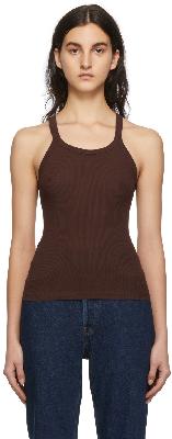 Re/Done Brown Ribbed Tank Top