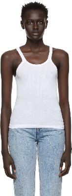 Re/Done White Ribbed Tank Top