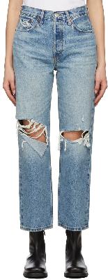 Re/Done Blue Cropped 90's Low Slung Jeans