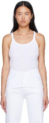Re/Done White Hanes Edition Ribbed Tank Top