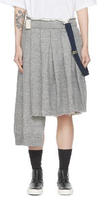 Regulation Yohji Yamamoto Gray Pleated Midi Skirt