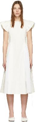 Renli Su Off-White Cap Sleeve Embroidered Dress
