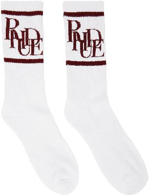 Rhude White & Red Scramble Logo Sock