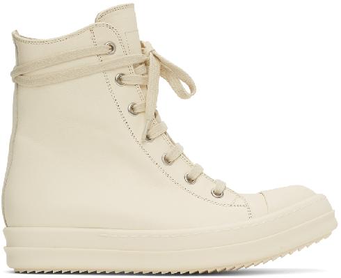 Rick Owens Off-White Calfskin High-Top Sneakers