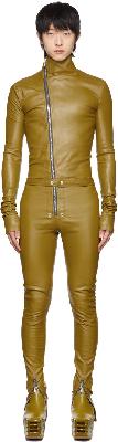Rick Owens Khaki Leather Jumpsuit