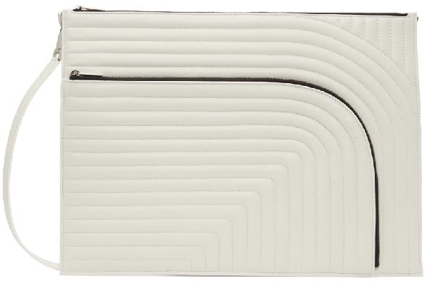 Rick Owens White Quilted Leather Messenger Bag
