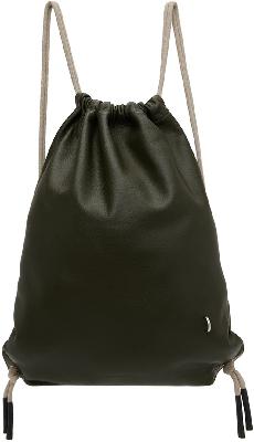 Rick Owens Green Leather Drawstring Backpack