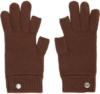 Rick Owens Brown Cashmere Touchscreen Gloves