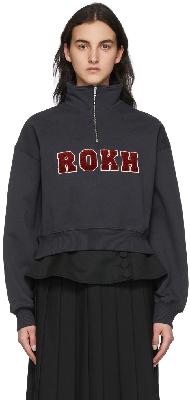 Rokh Navy 'Rokh' Cropped Sweatshirt