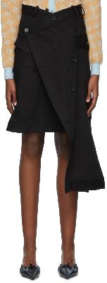 Rokh Black Cotton Midi Skirt