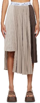 Rokh Beige & Brown Pleat Midi Skirt