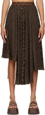 Rokh Brown Checkered Midi Skirt