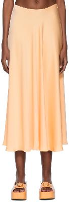 Rosetta Getty Orange Polyester Midi Skirt