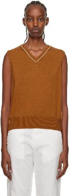 Rosetta Getty Orange V-Neck Sweater Vest
