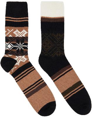 sacai Brown & Black Rug Socks