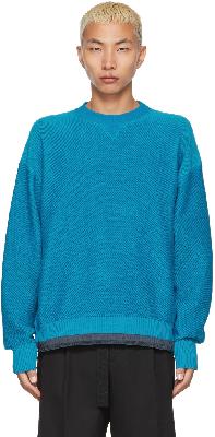 sacai Blue Knit Pullover Sweatshirt