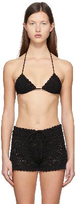 Saint Laurent Black Crochet Bikini Top