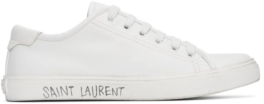 Saint Laurent White Calfskin Malibu Low Sneakers