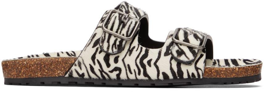 Saint Laurent Black & White Tiger Print Sandals