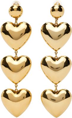Saint Laurent Gold Triple Heart Earrings