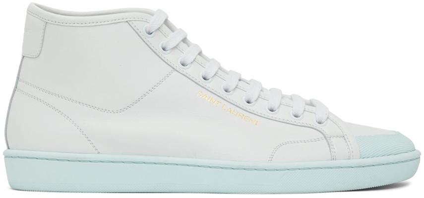 Saint Laurent White & Blue Court Classic SL/39 Sneakers