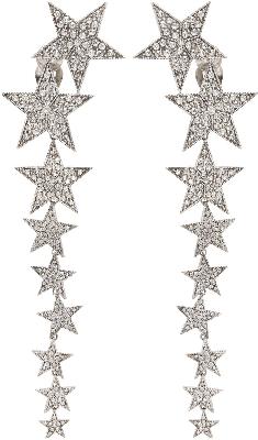 Saint Laurent Silver Long Falling Star Earrings
