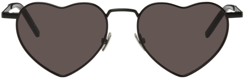 Saint Laurent Black Loulou Heart Sunglasses