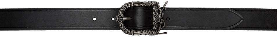 Saint Laurent Black Engraved Buckle Belt