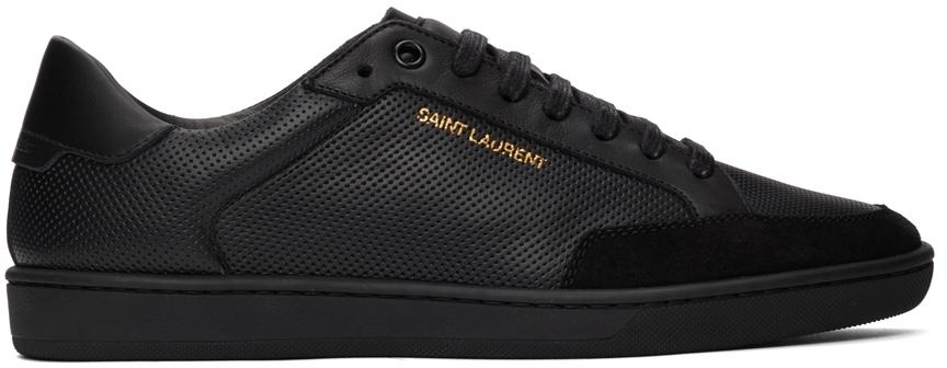 Saint Laurent Black Perforated Leather Court Classic SL/10 Sneakers