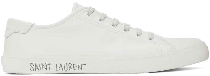 Saint Laurent White Leather Malibu Sneakers