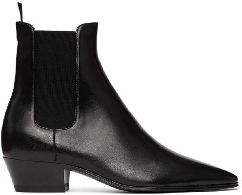 Saint Laurent Black Leather Vassili Chelsea Boots
