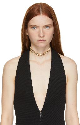 Saint Laurent Gold Crystal Chunky Knitted Choker Necklace