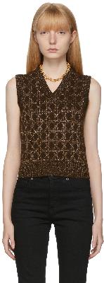 Saint Laurent Brown & Gold Metallic Argyle Pattern Vest