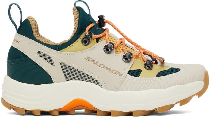 Salomon Off-White & Green Raid Wind Sneakers
