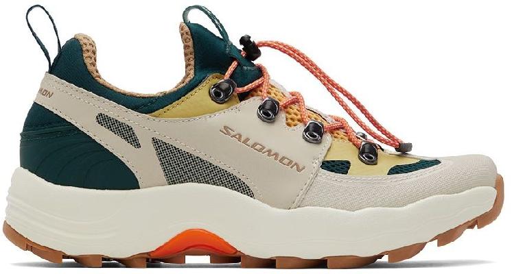 Salomon Beige & Green Raid Wind Sneakers
