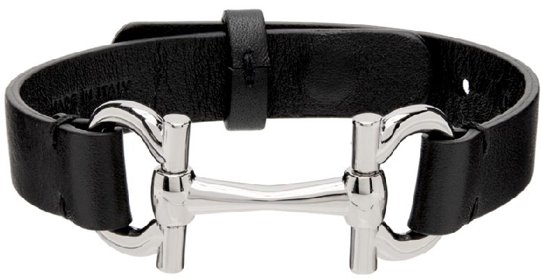 Salvatore Ferragamo Black Horsebit Bracelet