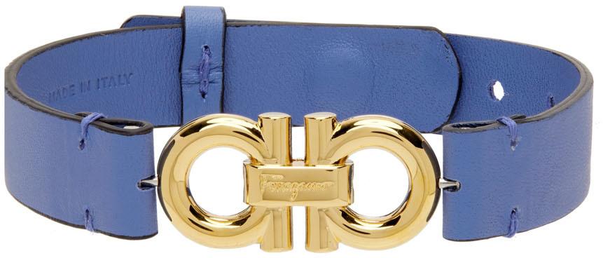 Salvatore Ferragamo Blue Double Sided Gancini Bracelet