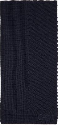 Salvatore Ferragamo Navy Wool Scarf