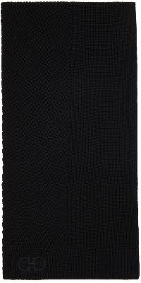 Salvatore Ferragamo Black Knit Wool Scarf