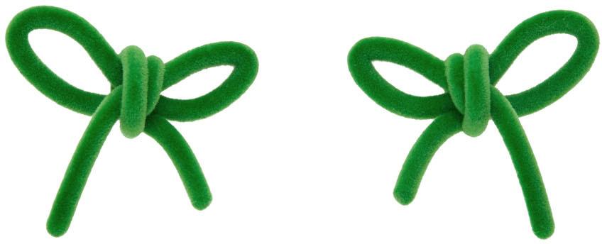 Shushu/Tong SSENSE Exclusive Green YVMIN Edition Bow Earrings