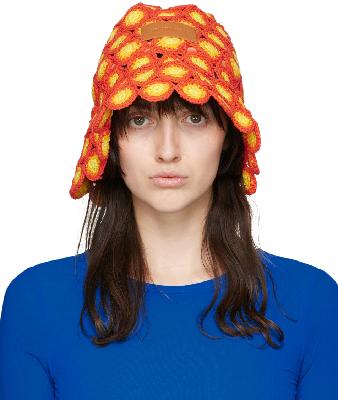 Simon Miller Orange & Yellow Crochet Drop Bucket Hat