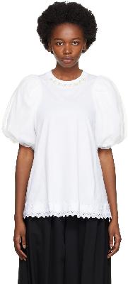 Simone Rocha White Aline Pearl T-Shirt