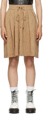 SJYP Beige Knit Pleated Miniskirt