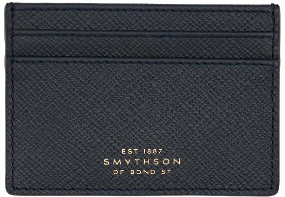 Smythson Navy Panama Card Holder